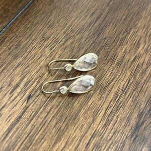Anthropologie Gold Crystal Drop Earrings